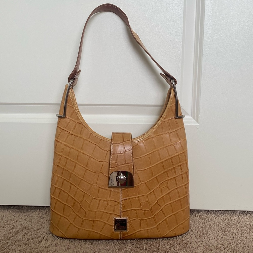 Dooney and Bourke Vintage Shoulder Bag Croc Yellow Leather